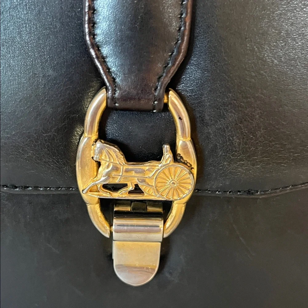 Celine Black Leather Bag with Rare Gold Buckle - Picture 2 of 4